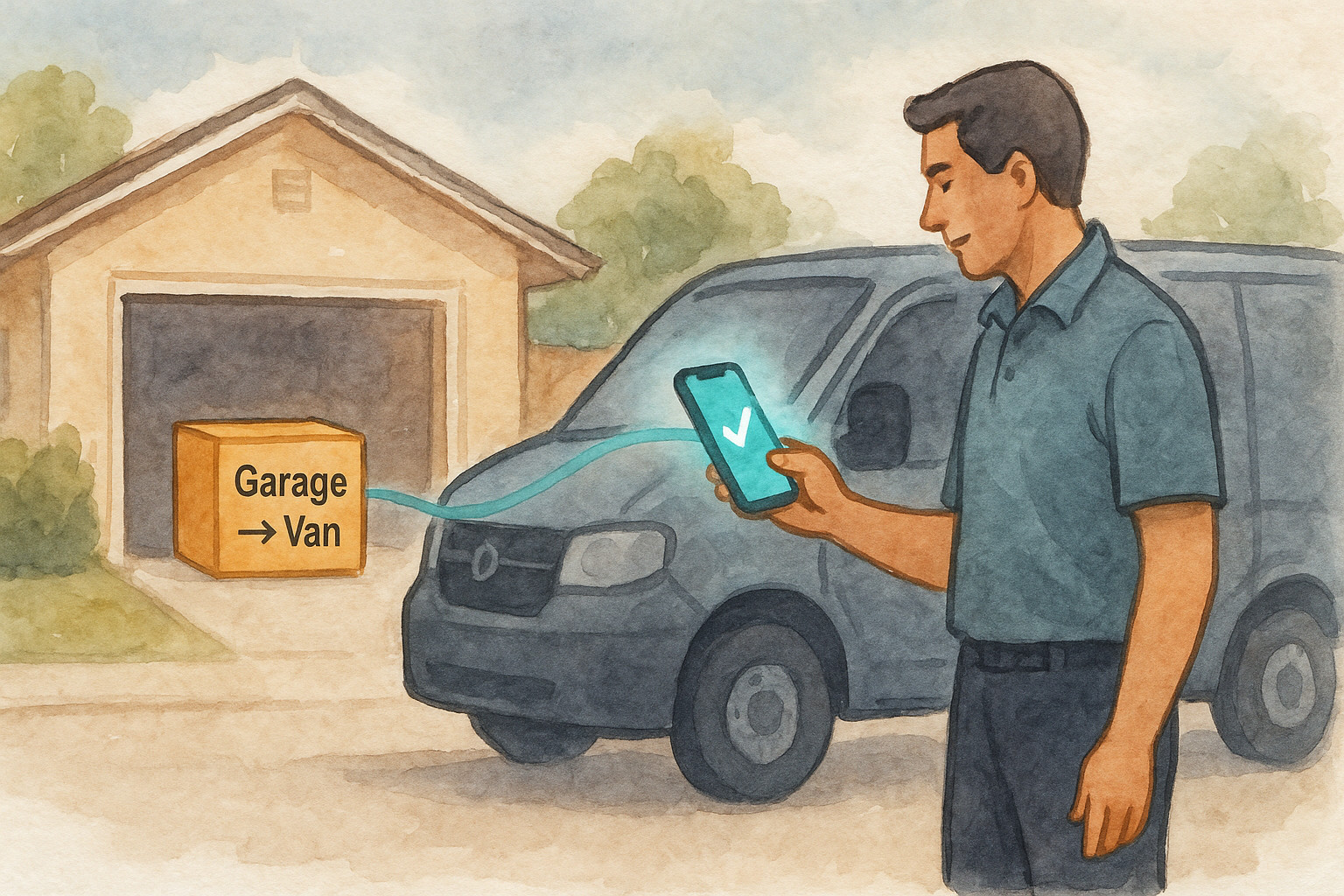 Mobile unit driver initiating inventory transfer request via phone